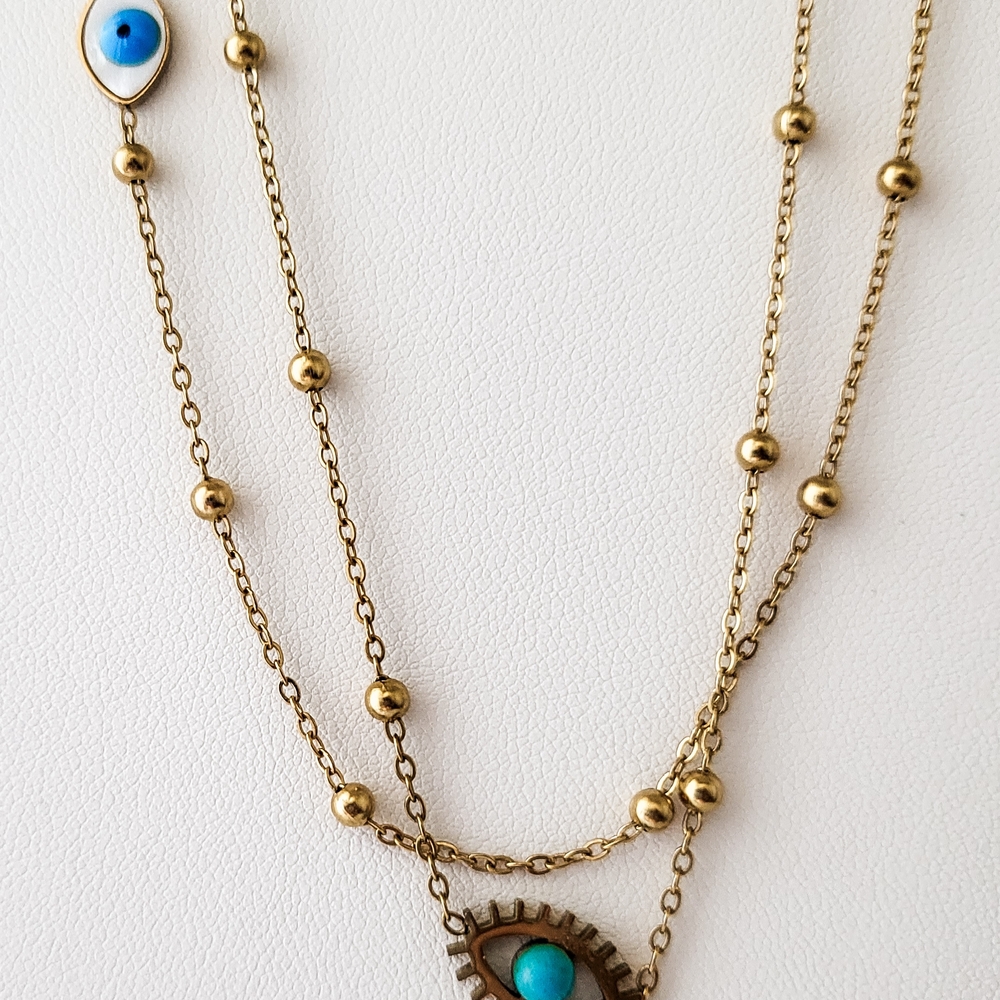 Gold Evil Eye Necklace - Picture 5 of 7